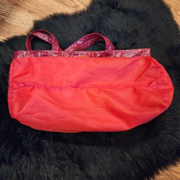 Avenue Burgundy Faux Snakeskin Tote Bag - Picture 10 of 10